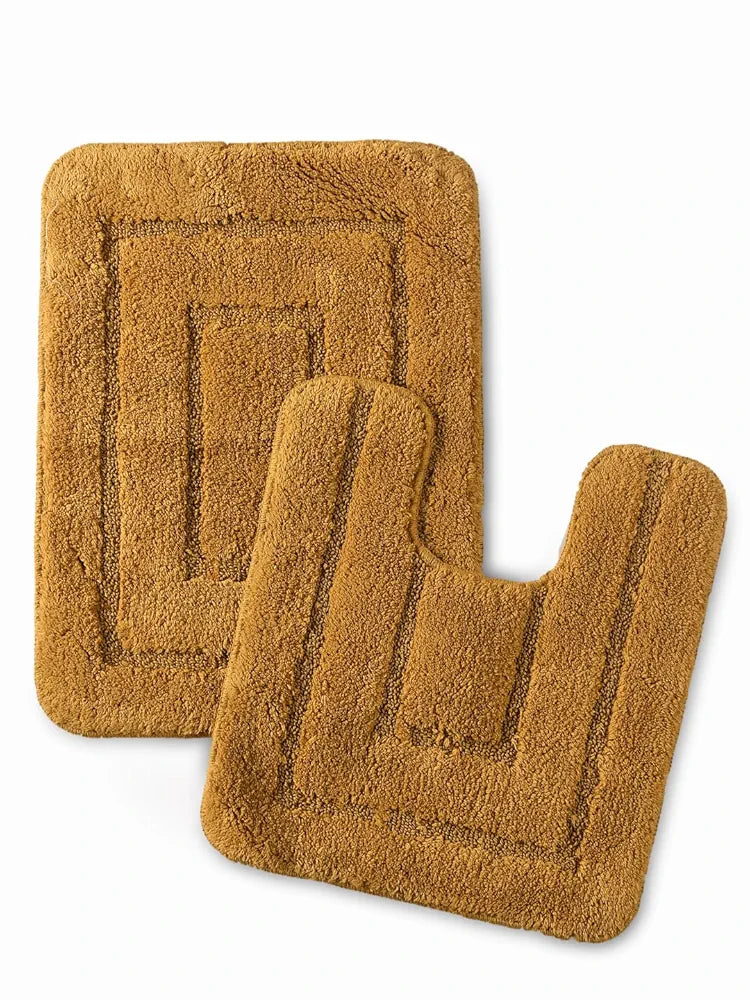 Saral Home Cotton Anti Slip Bathmat Set with Contour- 