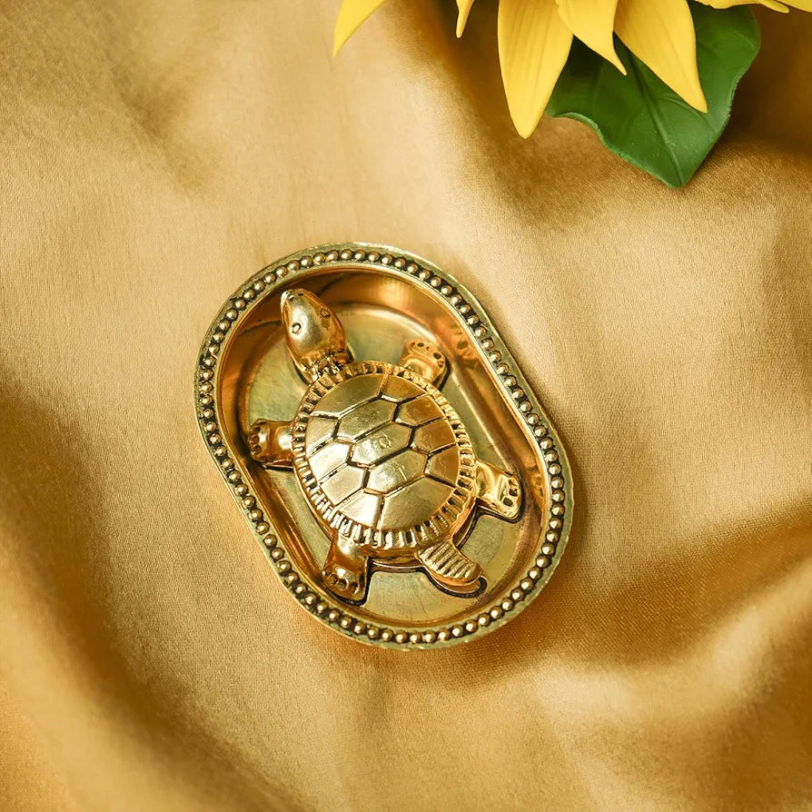 Ekhasa 100% Pure Brass Tortoise Vastu with Brass Plate | Tortoise for Good Luck for Home | Fengshui Turtle with Secret Wish & for Wealth | Kachuwa for Vastu | Good Luck Items for Office Desk & Gifts