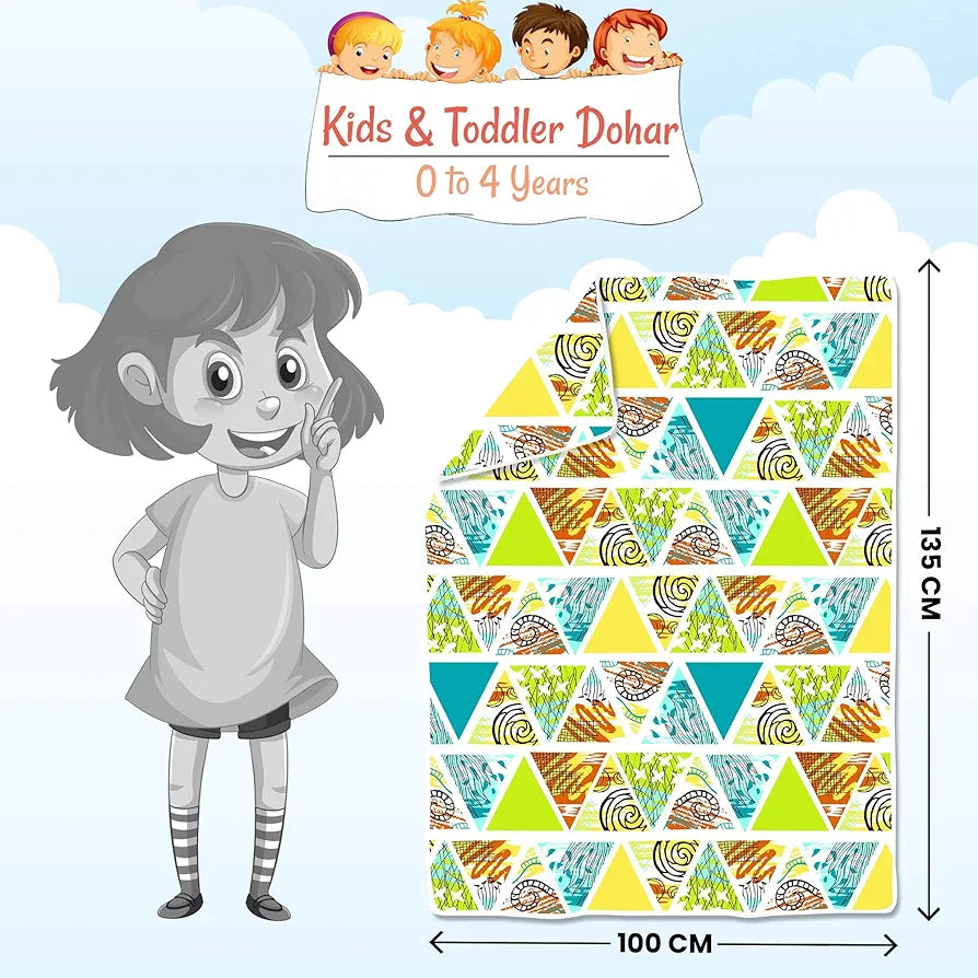 Divine Casa Cotton Geometric Print 120 GSM New Born All Season Ultrasoft Single Baby Blanket for Babies 