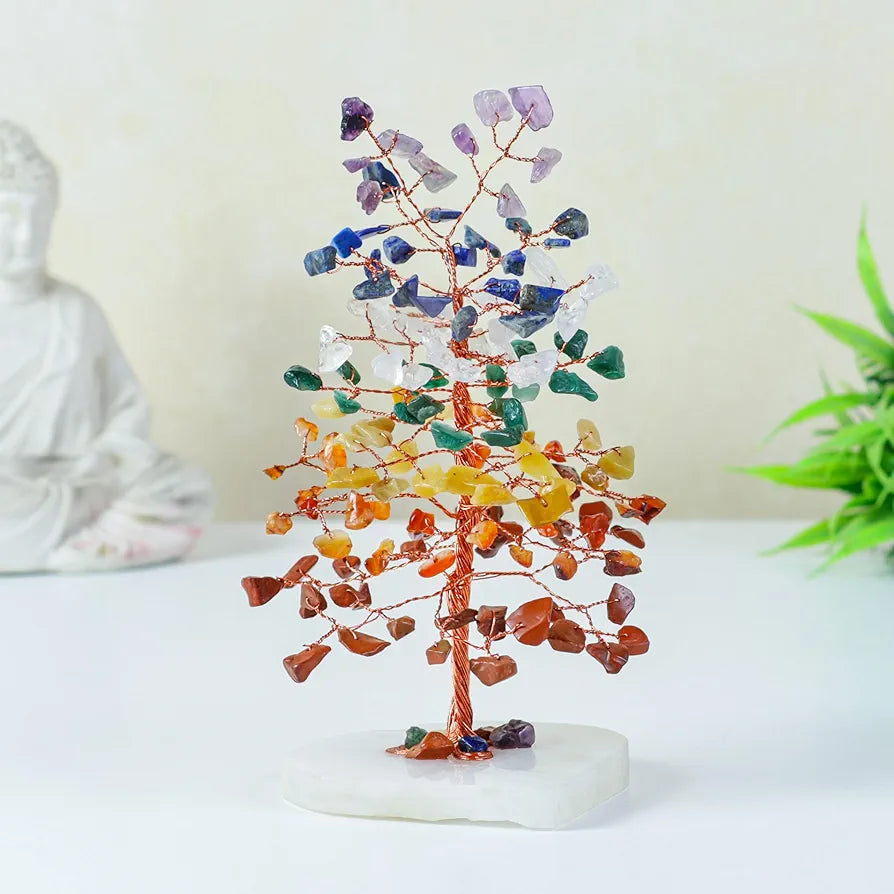 ZAICUS Gemstone Bonsai Tree with Healing Crystals – 7 Chakra Heart Base Feng Shui Showpiece Home & Office Décor – Housewarming Gift - Chakra Tree