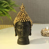 Tied Ribbons Resin Buddha Head Idol Statue Showpiece Items for Home Decor Mandir