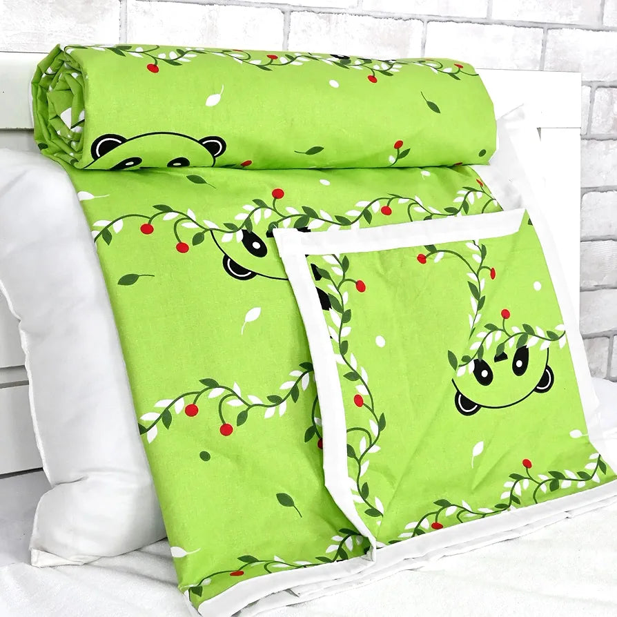 Divine Casa Pure Cotton Printed Single Dohar | 120 GSM | Soft & Lightweight Throw Blanket | Cozy & Breathable Bedding | All-Season Comfort | 210 x 140 CM, Ice Green