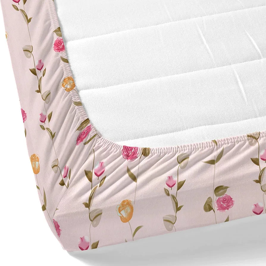 Dreamscape Microfibre Wrinkle & Fade Resistant Fitted Bedsheet for King Bed, 140TC, 1 Fitted Bed Sheet  with 2 Pillow Covers, Pink