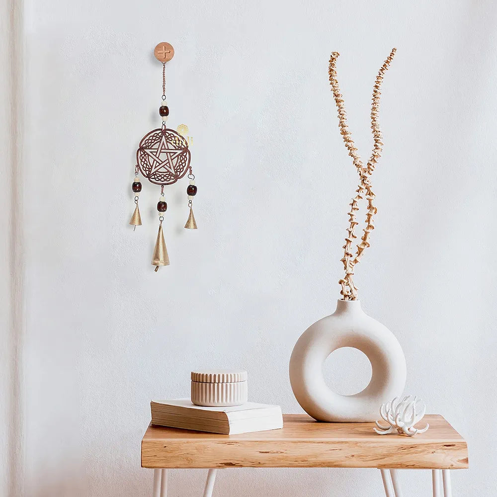 DULI Metal Windchime Wall Hanging, Feng Shui, Wall Art, Wall Decor, PositiveVibes, Rustic Wall Hangings, Wall Art, Diwali Decor, Home Decor Hanging Bells 