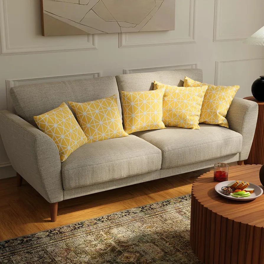 Urban Space Decorative Cotton Cushion Cover Set of 5, 16 inch x 16 inch Cushion Covers for Sofa, Bedroom, Living Room 