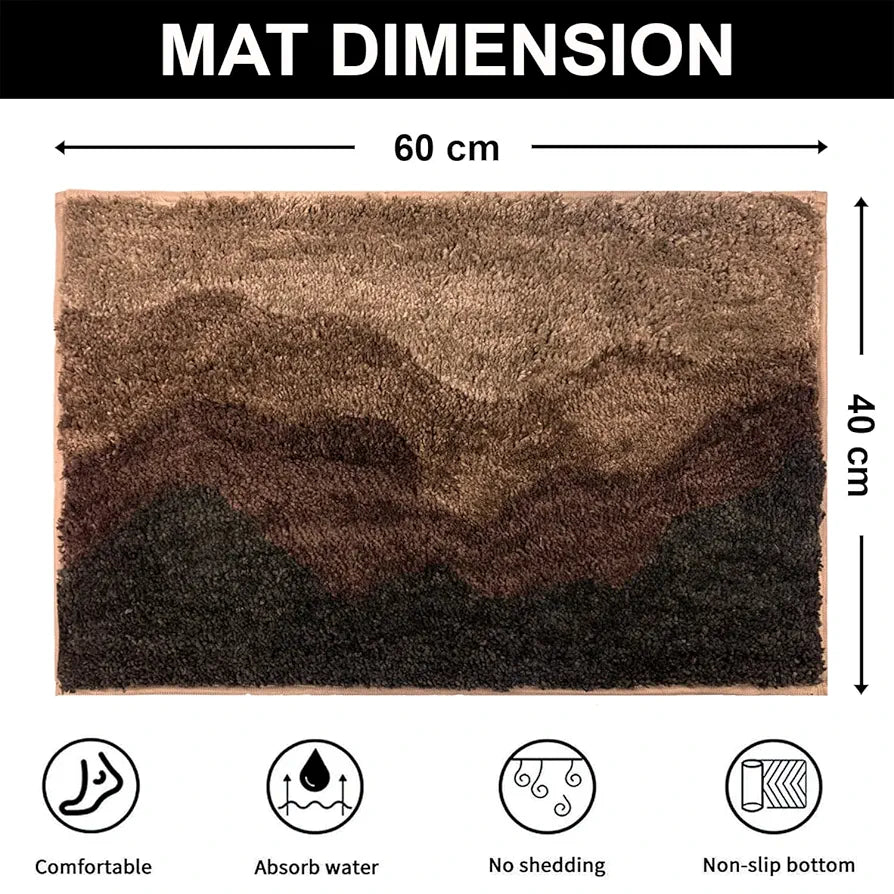 LUXE HOME INTERNATIONAL Ruffle Rectangular Floor Rug Rabbit Fur 1000 GSM Living Room Foot Mats Anti Skid Water Absorbent Easy Machine Washable Rug for Bedroom | Floor | 3 X 5 Ft | Mocka | Pack of 1
