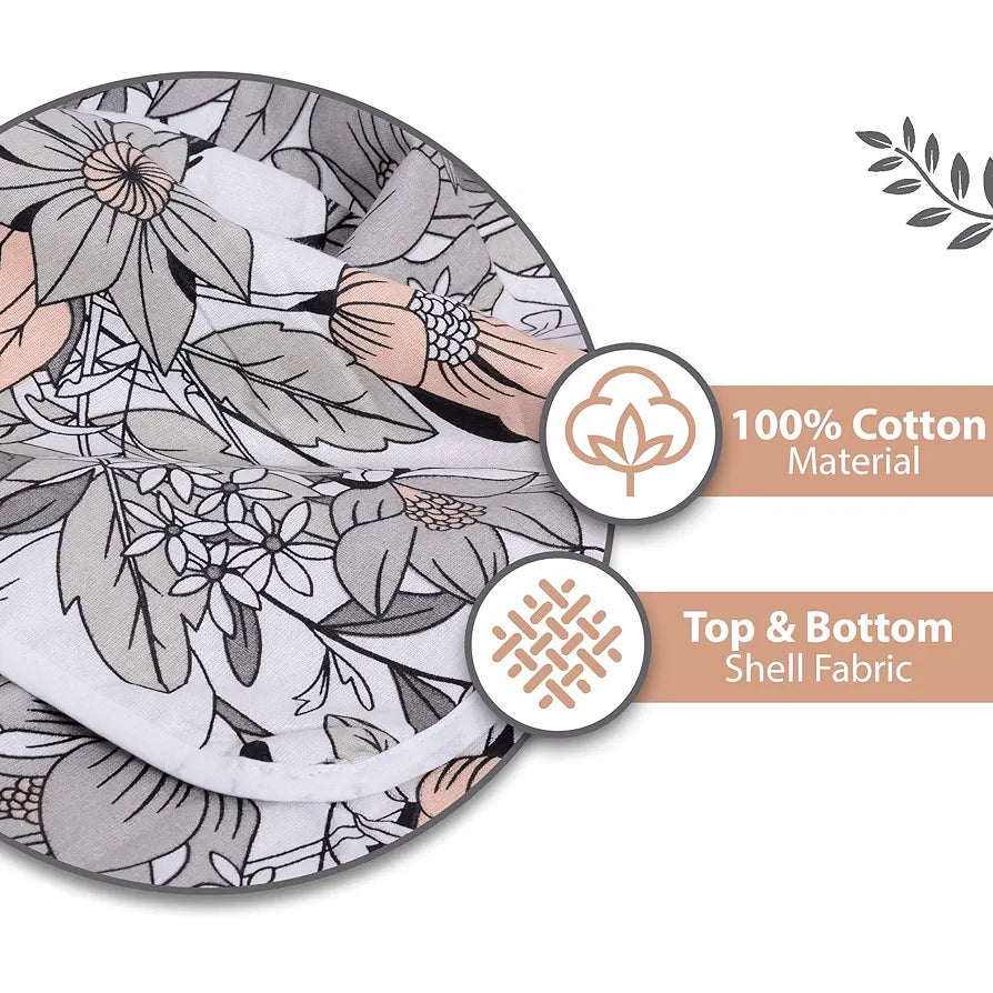Divine Casa 100% Cotton Reversible Double Bed Dohar | Soft & Lightweight AC Blanket | Summer Quilt | 220 x 205 CM, Floristry Slate & Coral