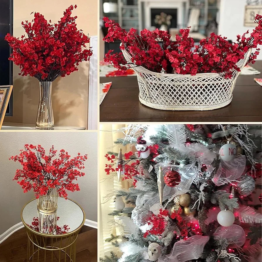 TIED RIBBONS Silk Pack of 5 Artificial Baby Breath Gypsophila Flowers Bunches for Vase Pot  Home Décor Living Room Side Table, Diwali Decoration Items for Home, Diwali Gifts 