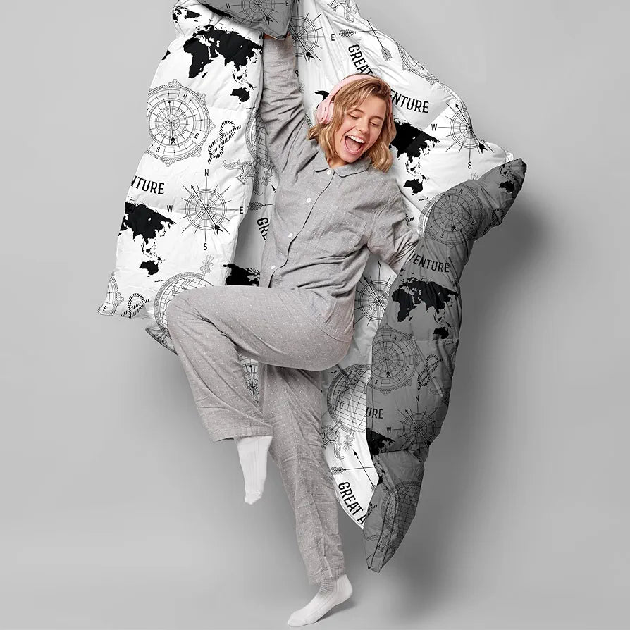 Divine Casa Microfibre Mild Winter 120 GSM Printed Reversible Single Bed Size Quilt Comforter Blanket - | TC - 120