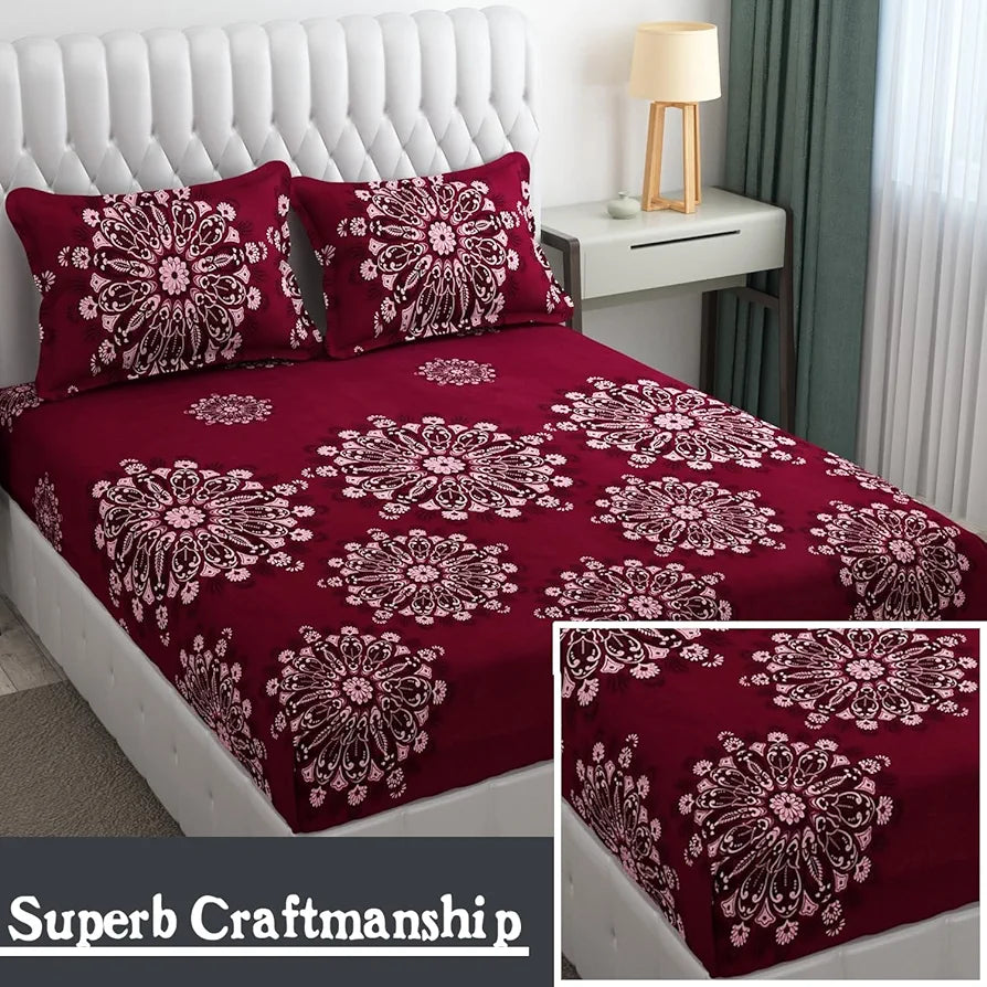 FRESH FROM LOOM Floral King Size Microfiber Bedsheet Set - Printed, Hypoallergenic, Wrinkle Free with 2 Pillow Covers , 144 TC