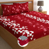 Dreamscape Cotton King Fitted Bedsheet with 2 Pillow Covers Maroon Scatter