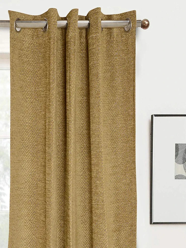 SARAL Home Pacman Chenille Blackout Long Door Curtains 2pc, Gold 4X9 Ft