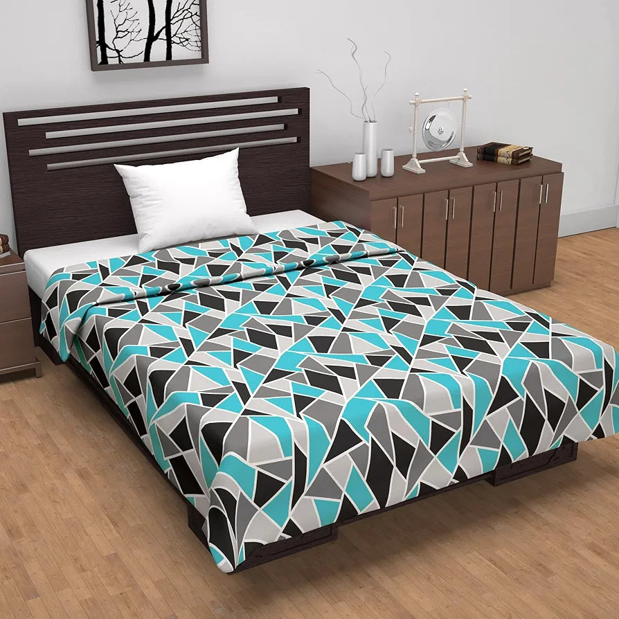 Divine Casa 100% Cotton 144 TC Reversible Geometric Printed Single Bed AC Dohar Blanket for Mild Winter | TC - 144
