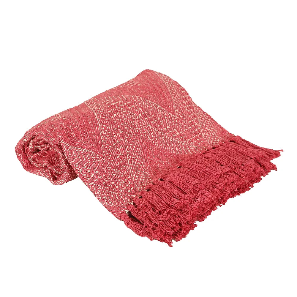 SASHAA WORLD Jewels of India Throw | Throw for Living Room, Sofa, Bed, Chair, Picnic & Used for Gift | Pink Throw Blanket 130X180 Cm