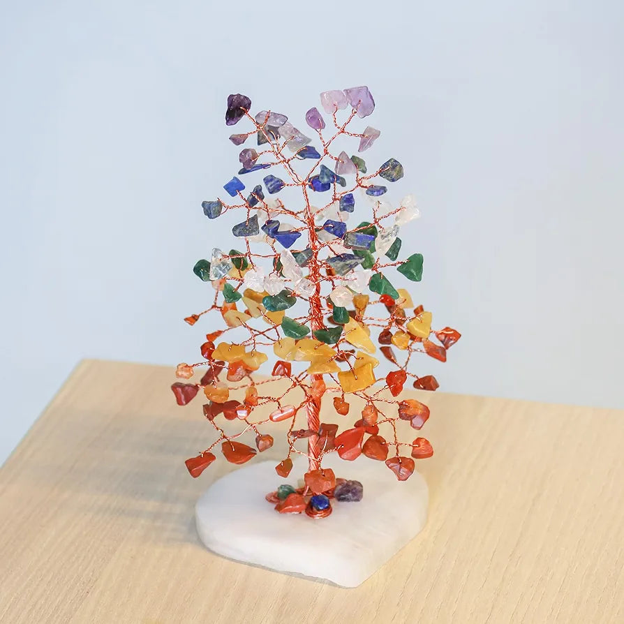 ZAICUS Gemstone Bonsai Tree with Healing Crystals – 7 Chakra Heart Base Feng Shui Showpiece Home & Office Décor – Housewarming Gift - Chakra Tree