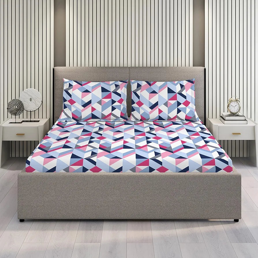 Layers Argos Bedsheet Set for All Seasons - Lightweight, Moisture Absorbent, Machine Washable & Easy to Care - 225 CVC - King Size 