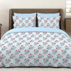 Layers Marigold Cotton Bedsheet Set for All Seasons Lightweight 144 TC King Size Blue Printed