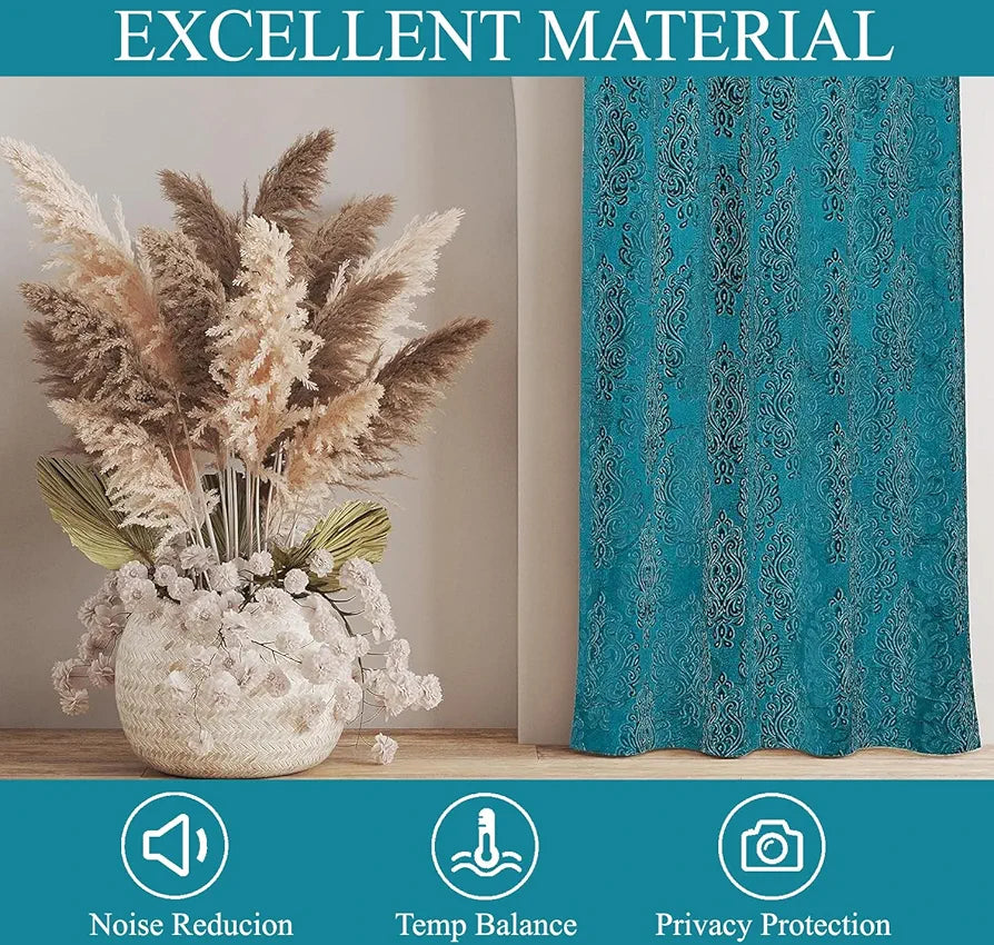 FRESH FROM LOOM Botanical Opaque Window Curtains 6 Feet Long|High Tenacity Yarn Polyester Punch Curtains|Premium Screens for Home Office|Prada for Living Room Bedroom|Dust Repellent  Grommet