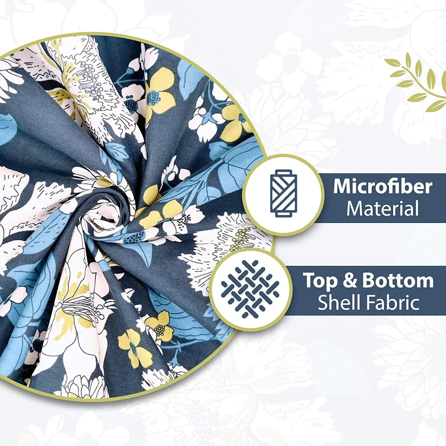Divine Casa 120 GSM Microfiber Single Dohar | Soft & Lightweight Throw Blanket | Cozy & Breathable | All-Season Comfort | 210 x 140 CM | Floral Pattern | Galaxy Blue & White
