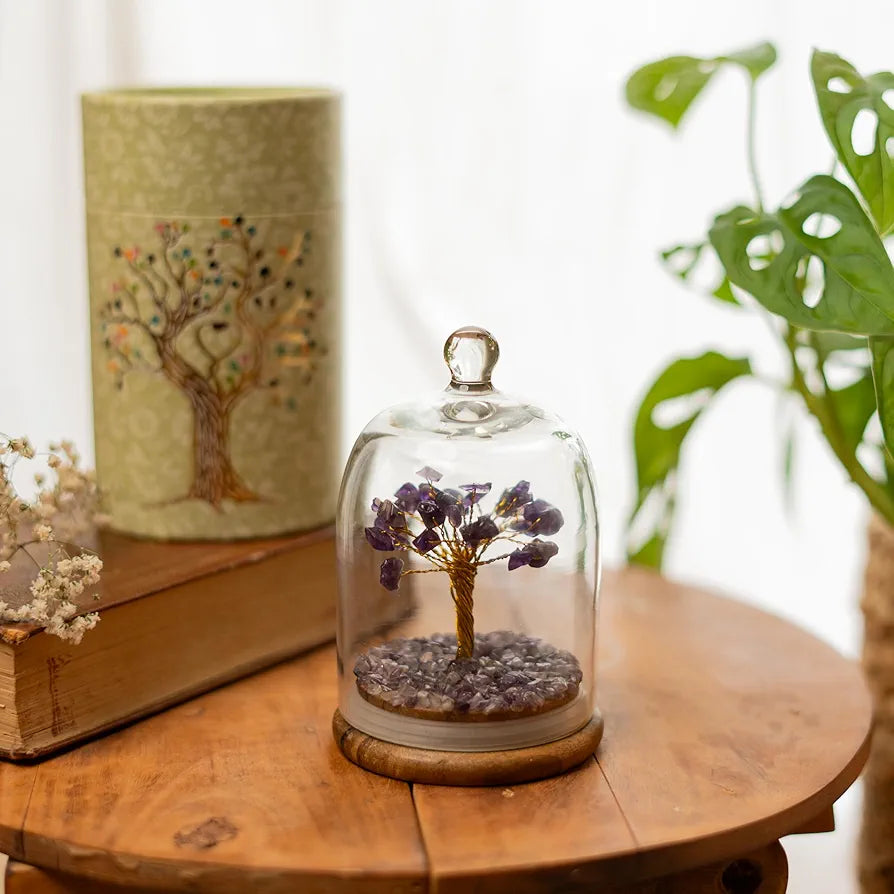 Ritualistic Dome Crystal Chakra Tree Amethyst Gemstone Bonsai