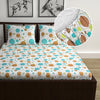 Divine Casa 144 TC Polka Dots White Skin Friendly 100% Cotton Double Bed Sheet Queen Size Elastic Fitted Colour Biscuit Baltic Sea