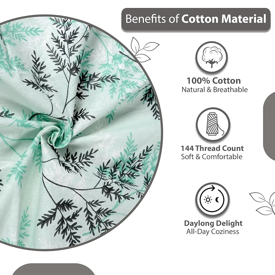 Divine Casa 144 TC 100% Cotton Bedsheet for Double Bed with 2 Pillow Cover 
