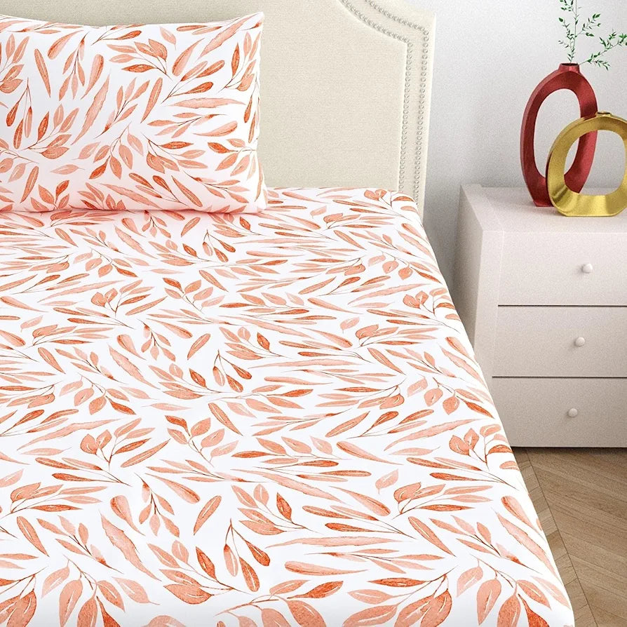 Dreamscape 100% Cotton Single Bedsheet with 1 Pillow Cover - 