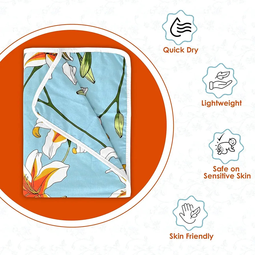 Divine Casa Floret 100% Cotton Single Kids Dohar | 120 GSM | Soft & Lightweight Throw Blanket | Cozy & Breathable Bedding | All-Season Comfort | 140 x 100 CM, Wildflower Charm