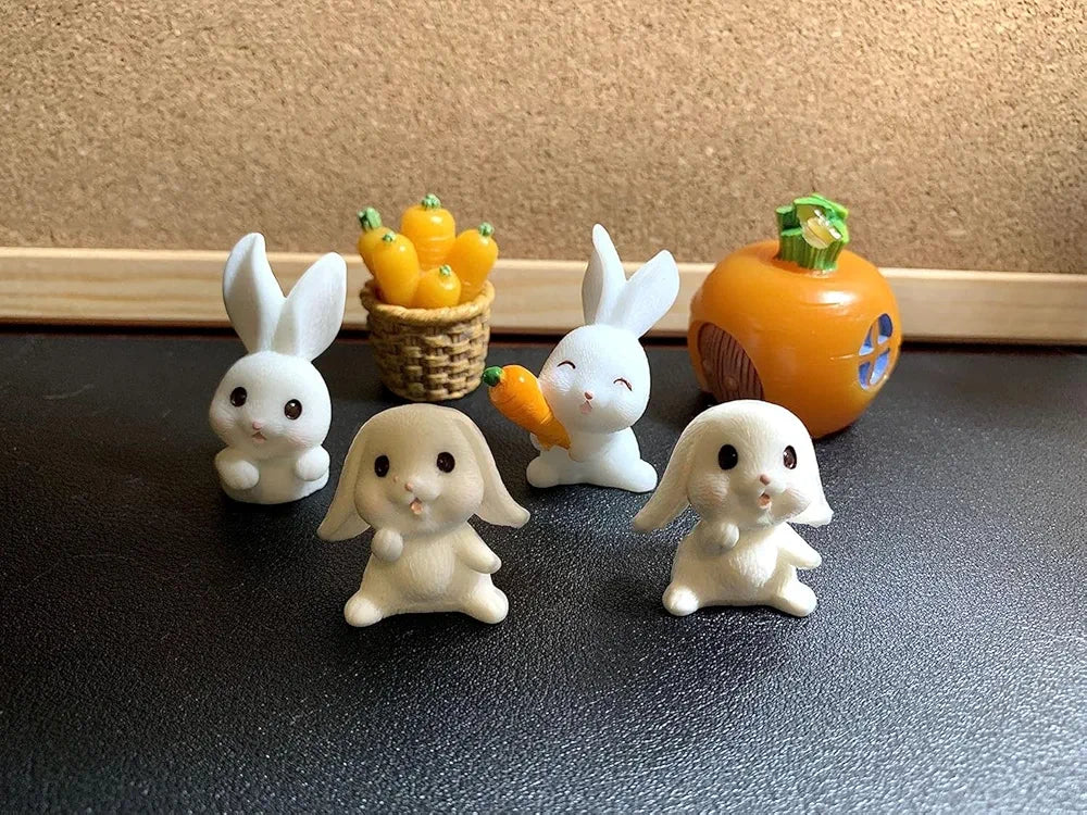 SATYAM KRAFT 1 Set  Resin Rabbit Miniature Figurines | Decorative Showpiece | Gift for Him/Her, Home, Bedroom, Living Room,Table, Car Dashboard| Unique Festive Decor