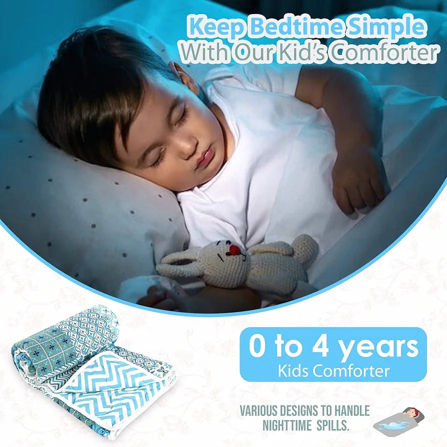 Divine Casa 120 GSM Microfiber Reversible Kids Single Bed Comforter | Ultra-Soft Toddler Blanket | Lightweight & Cozy | All-Season Bedding for Babies & Kids | 135 x 100 cm, Aquarius Tile