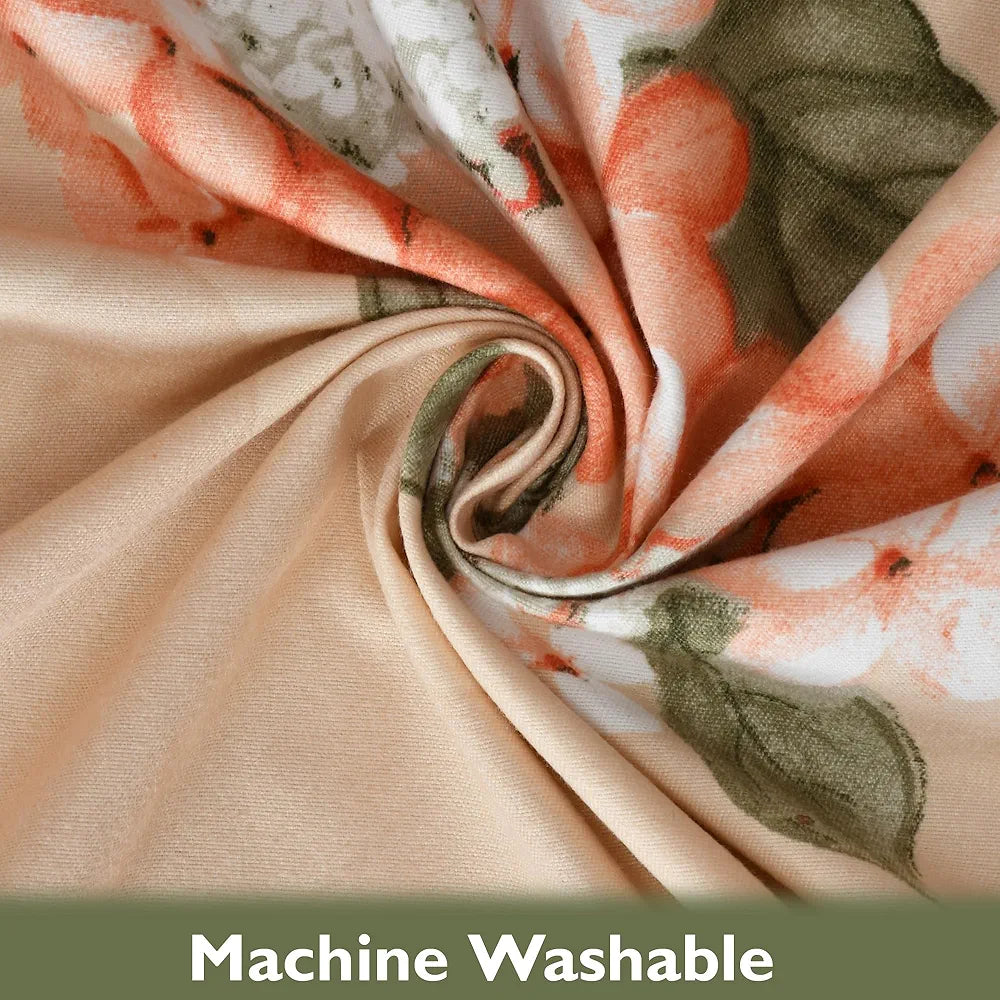 Fresh From Loom Hypoallergenic Floral Print Fitted King Size Bedsheet with 2 Pillow Covers - Microfiber, 240 TC | Beige, Floral Design)