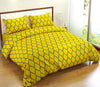 Trance Home Linen 200TC 100% Cotton Printed Zippered Duvet Cover Queen Size With 2 Pillow Covers Colour Dori Mustard Yellow
