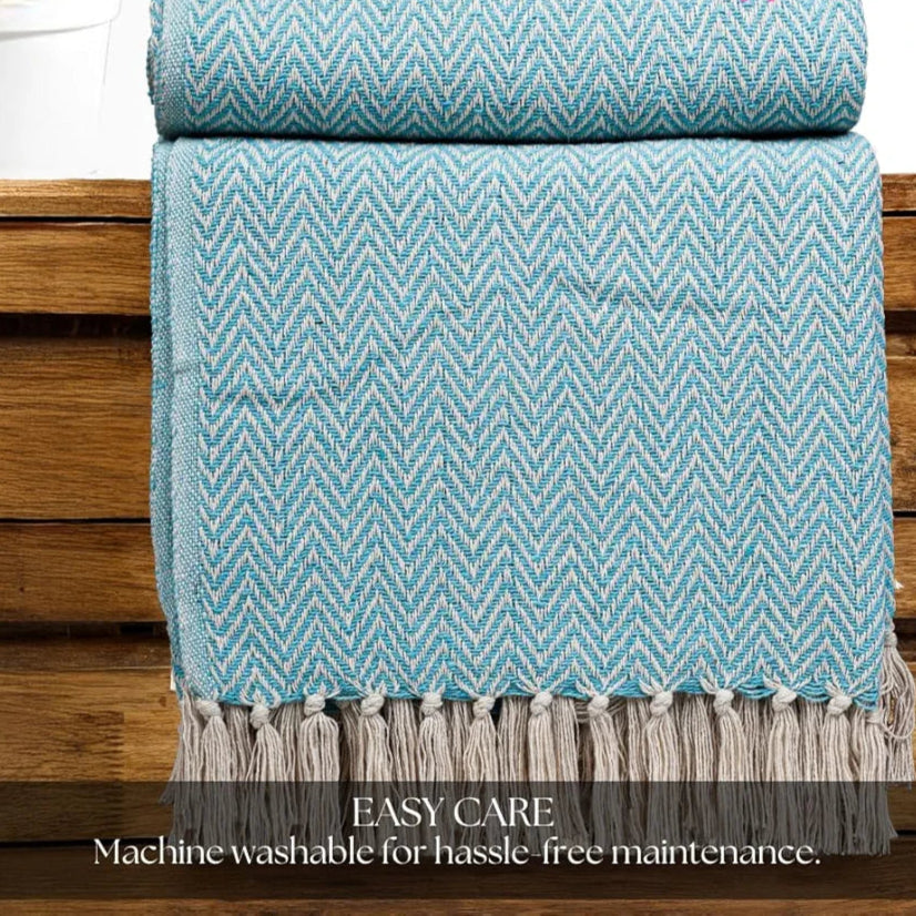 HOMADORN All Season Cotton Weaved Throw Blanket for Bed/Sofa 50x70 INCHES 