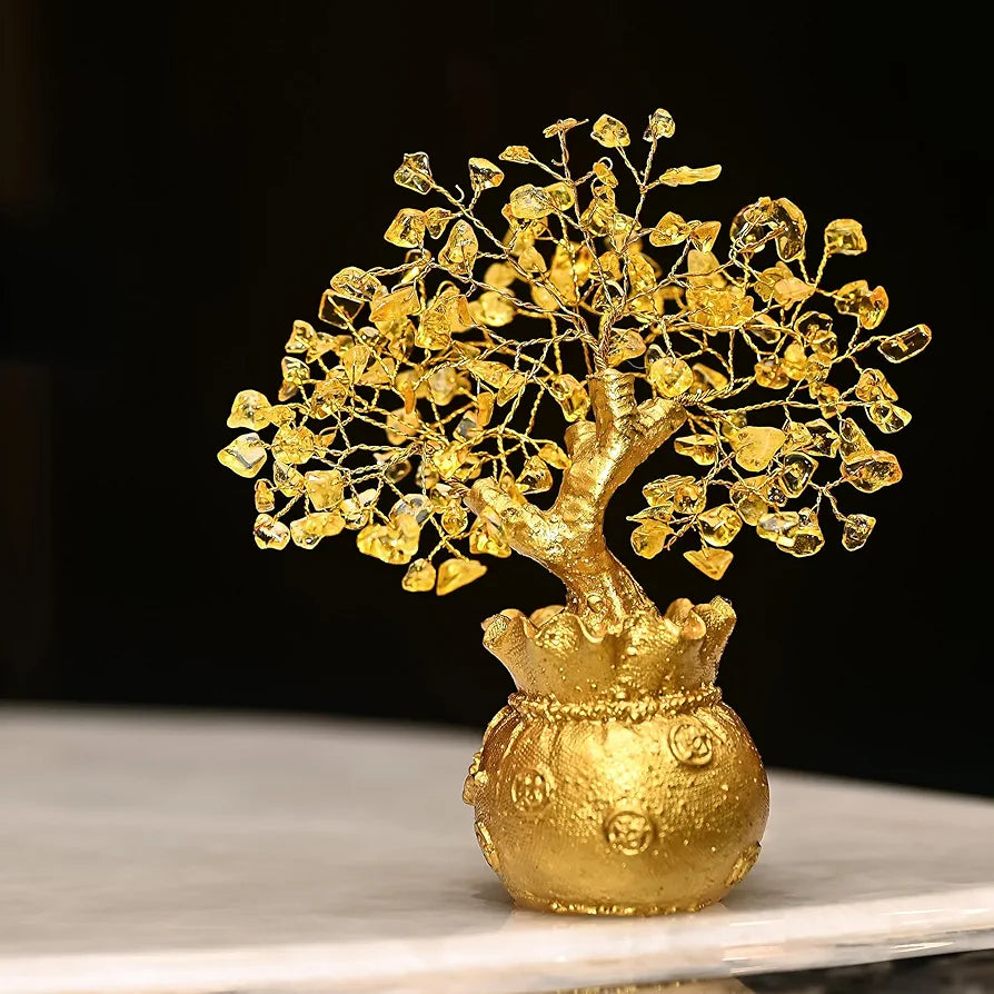 feng shui citrine/yellow crystal money tree Zaicus Lucky Feng Shui Citrine Tree