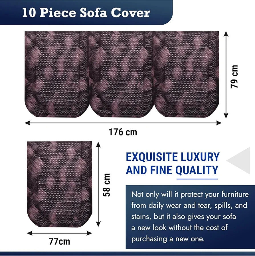 Kuber Industries Sofa Cover | Net Sofa Slipcover Set | Sofa Cover for Living Room | Sofa Slip Cover for Hall | 5-Seater Sofa Cover for Home Decor | Shaded Venus Sofa Cover Set | Brown