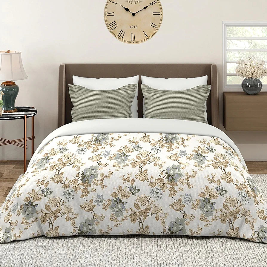 Layers Illuminating Homes 100% Cotton Bedsheet Set for All Seasons - Lightweight, Moisture Absorbent, Machine Washable & Easy to Care - 144 TC - Queen Size 