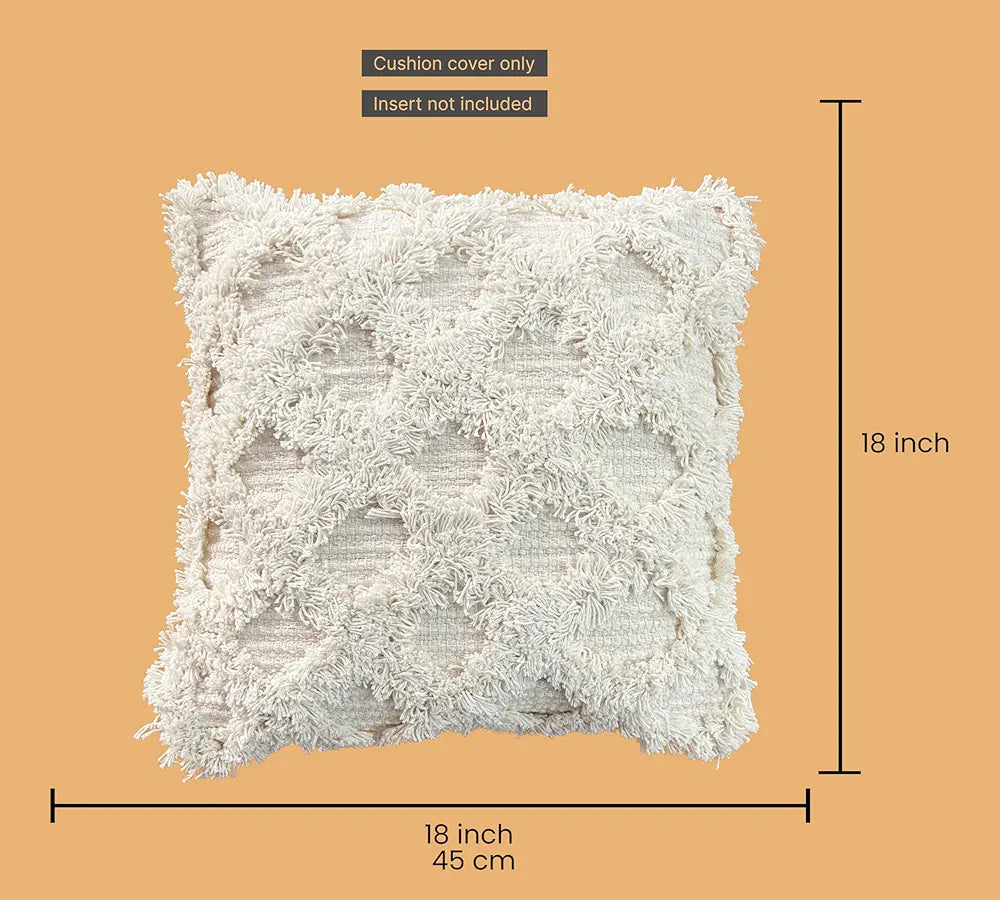 SAJAVAT HOME Cotton Cushion Cover | Off White Cushion Cover for Sofa, Bed, Or Chair | 18X18 Inches/ 45X45 Cms | Pack of 1