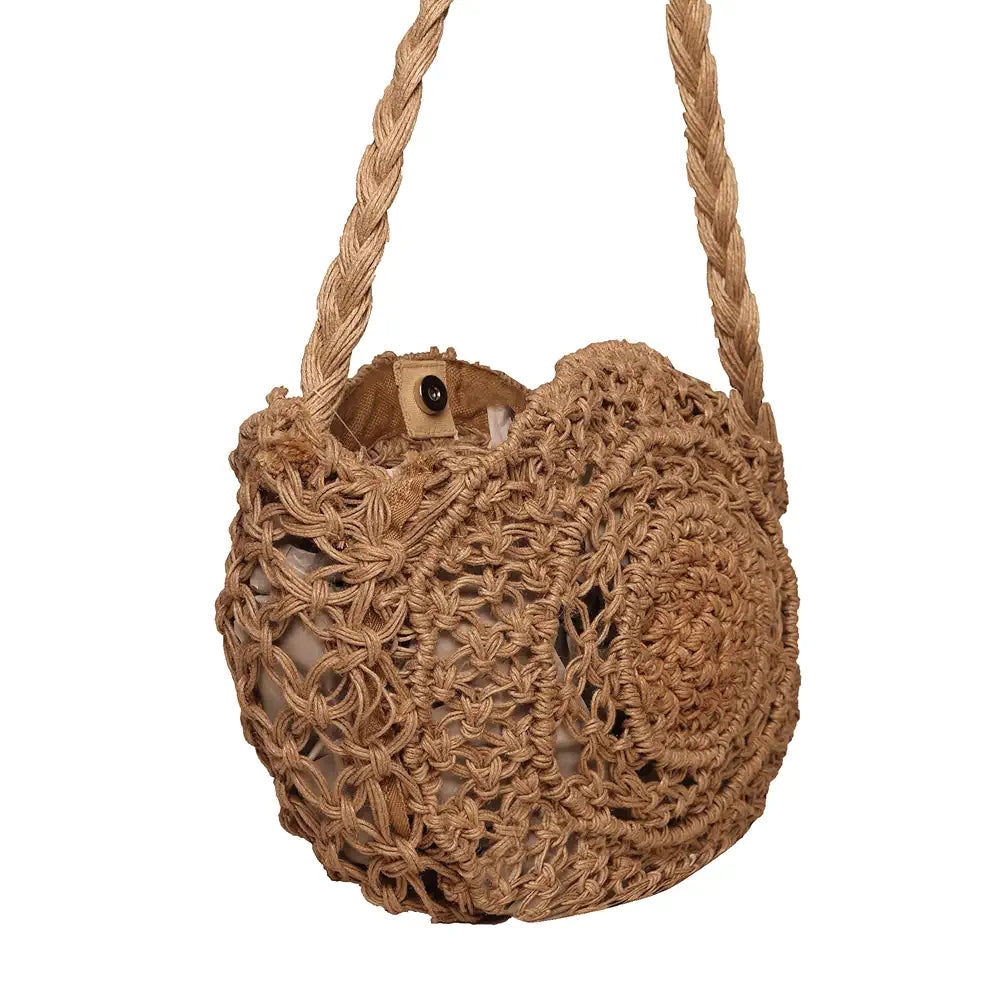 ASTRID Handmade Macrame Flap Over Sling Bag For Girls And Women