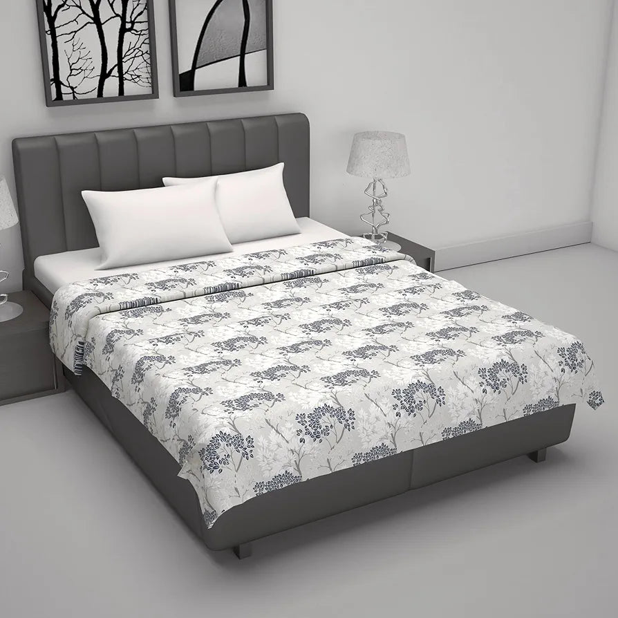 Divine Casa 100% Cotton Double Bed Dohar | Lightweight & Ultra-Soft AC Blanket | Reversible Summer Quilt | 220 x 205 CM, Greyish Blue