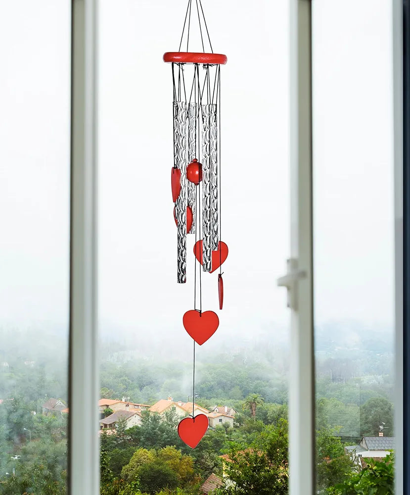 Hindcraft Heart Shape Wind Chime with Silver Pipes – Wind Chimes for Balcony, Soothing Sound for a Peaceful Atmosphere, Ideal for Housewarming, Birthdays, and Special Occasions