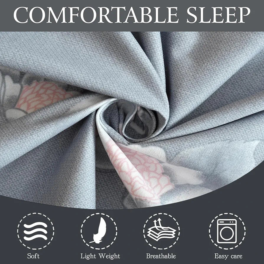 FRESH FROM LOOM Bedsheet Microfiber for Double Bed King Size | Floral Design Bed Spread with 2 Pillow Covers | Wrinkle Free Hypo-Allergenic Bedsheets/Bedcover , 144 TC