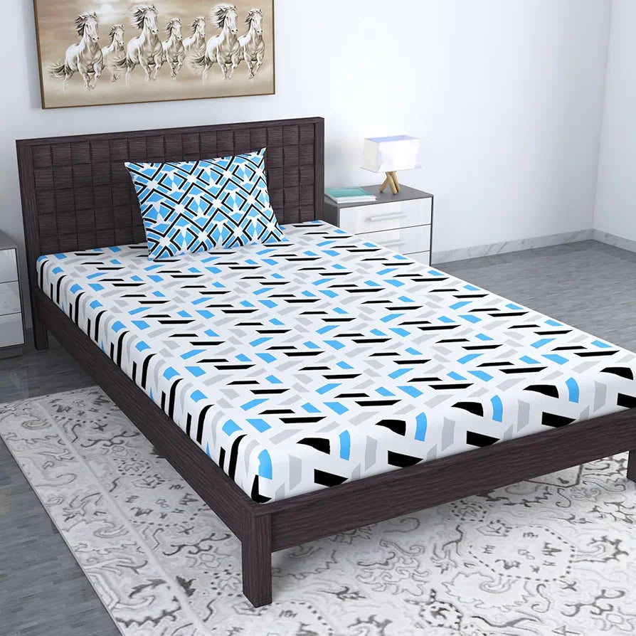 Divine Casa 144 TC Cotton Bedsheet for Single Bed with 1 Pillow Cover 