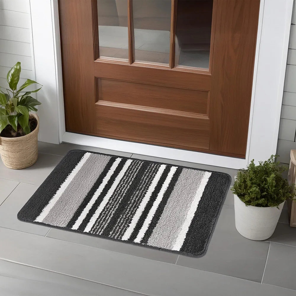 Kuber Industries 16x24 Inch Anti-Skid Water-Absorbent Door Mats for Home | Durable Main Entrance Footmats for Bathroom, Living Room & Office | Micro Jupitar Lining - Dark Grey