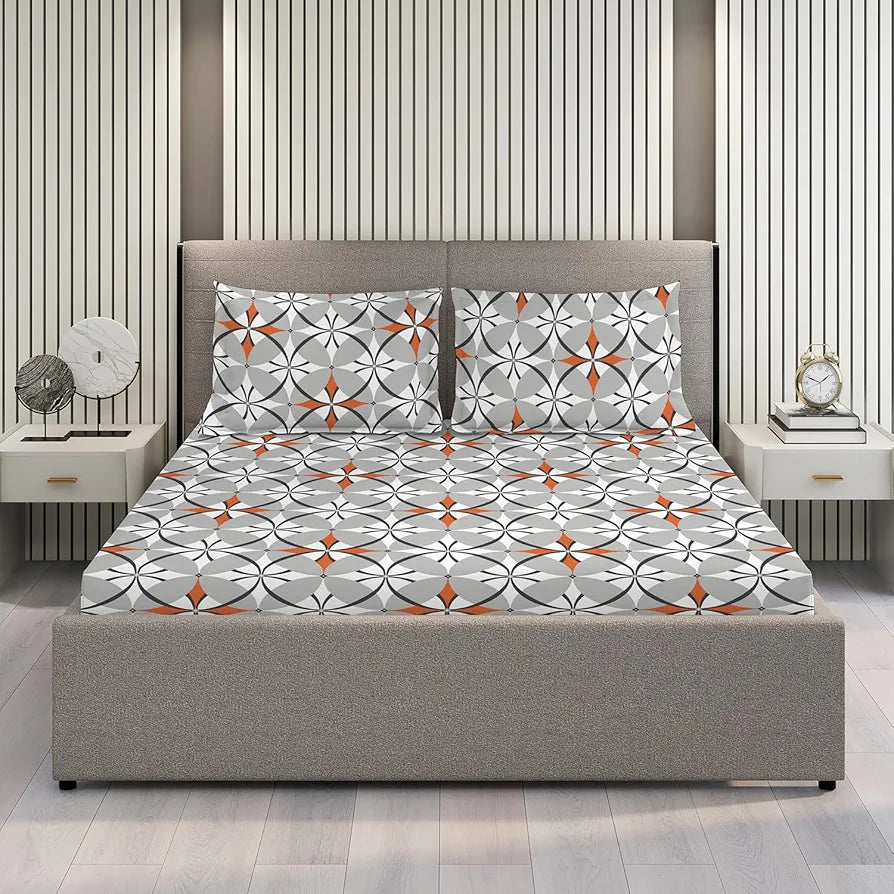 Layers Argos Bedsheet Set for All Seasons - Lightweight, Moisture Absorbent, Machine Washable & Easy to Care - Gift for Housewarming & More - 225 CVC - King Size 