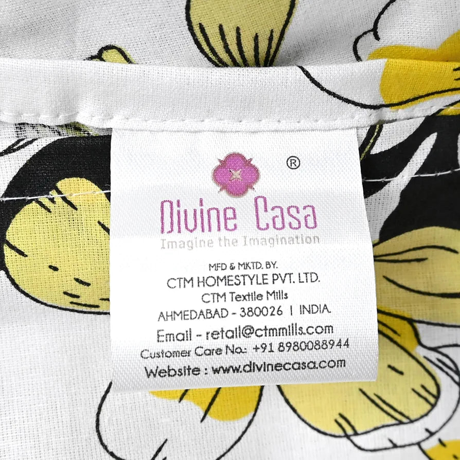 Divine Casa Bedsheet for Single Size Bed 144 TC Cotton Bedsheet for Single Size Bed with 1 Pillow Cover  Floral Golden Daffodil Cotton Bedsheet