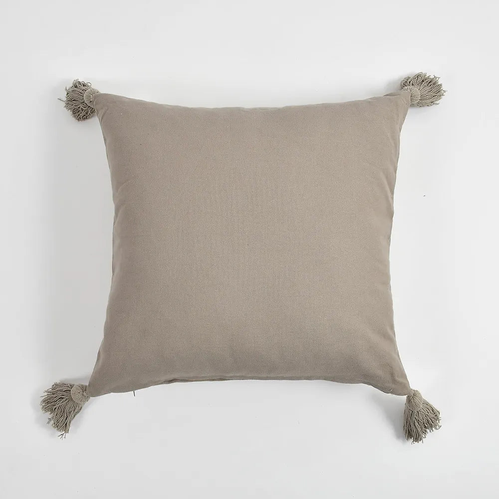 SASHAA WORLD Cotton Cushion Cover | Grey Tufted Decorative Pillow Case | Modern Boho Design for Sofa, Bedroom, or Living Room | 45x45 cm