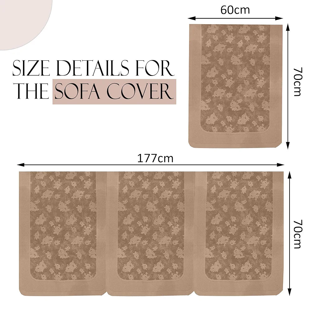 Kuber Industries Set of 10 Net Anti-Skid Sofa Cover 5-Seater | Comfortable Slipcover Sofa Cloth & Furniture Protector for Home Decor | Self Net Hawaii - Camel Brown