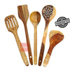 Parage Handmade Wooden Non-Stick Serving and Cooking Spoon Kitchen Tools | Set of 5| Brown