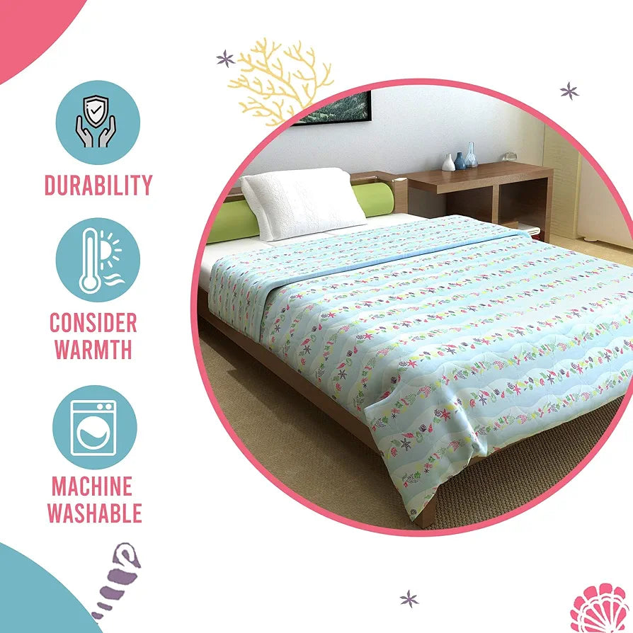 Divine Casa 120 GSM Cotton Single Bed Comforter | Soft & Lightweight Reversible All-Season Blanket | Cozy & Breathable Bedding for Adults | 230x 145 cm, Cosmic Sky