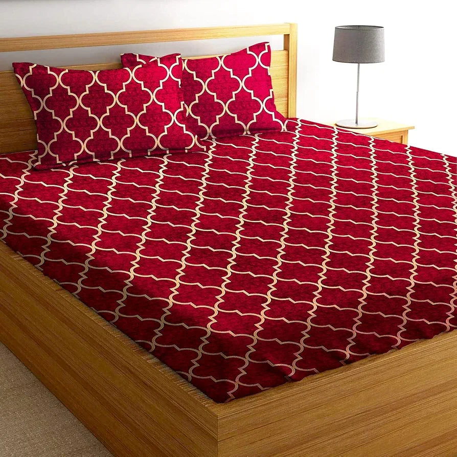 Homefab India 144 TC Microfiber Double Bedsheet with 2 Pillow Covers -Rust